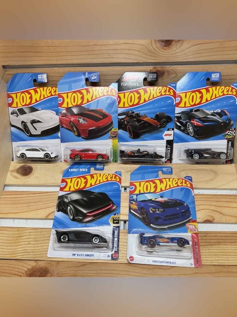 Hot Wheels Porsche/Bugatti/F1/Viper/KITT Diecast Car 1:64 New Assorted Lot (6)